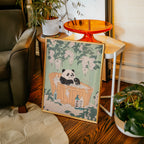 Väggmockup av Zen Bath Panda affisch på ljus tegelvägg – Bozetto konsttryck i hög tryckkvalitet