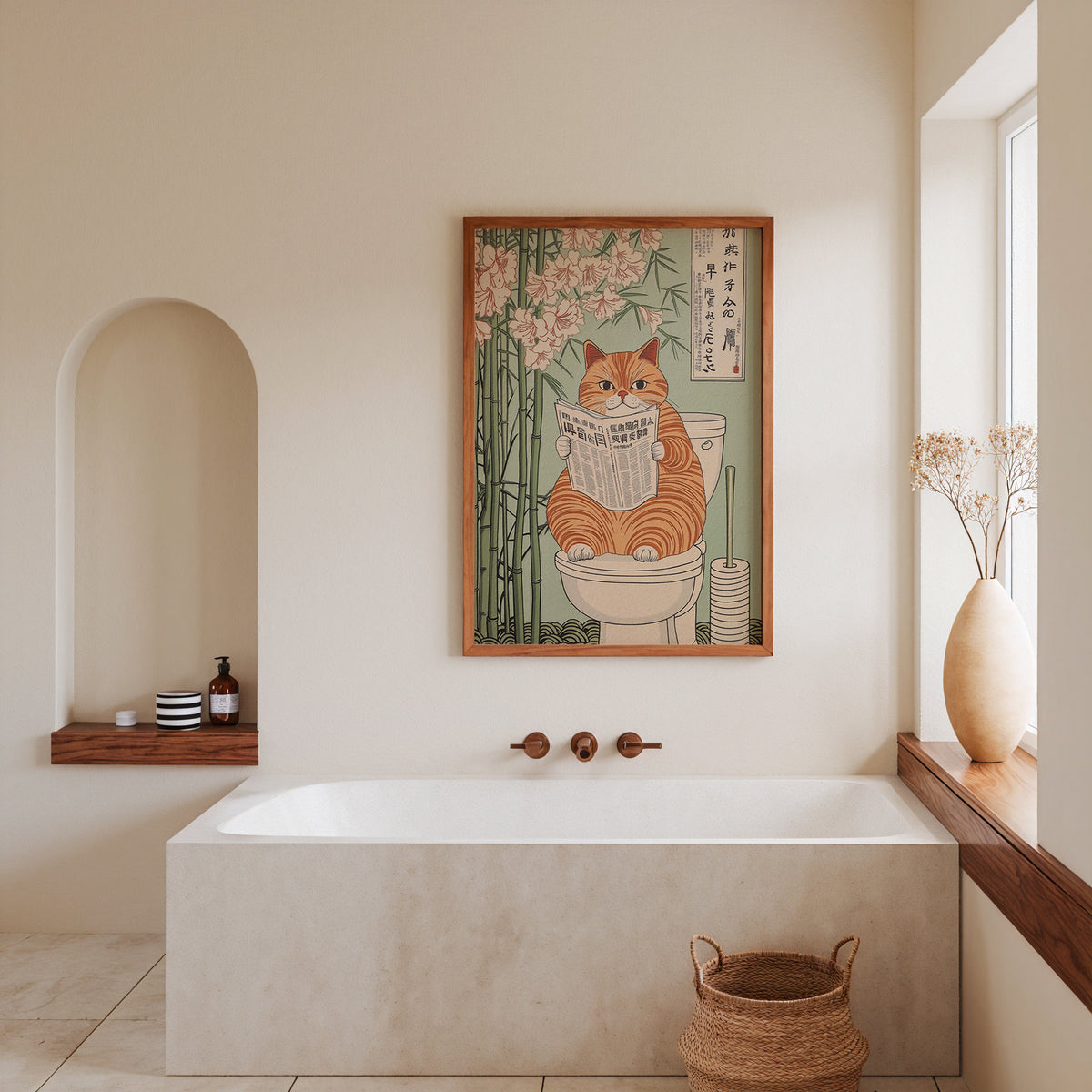Chonky Cat poster visualiserad på vägg – se rätt storlek med mockup från Bozetto