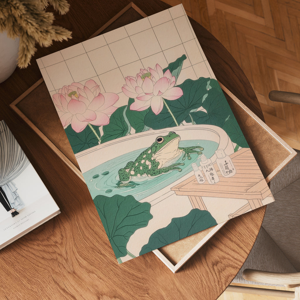 Mockup för Lotus Frog Bath – se hur affischen ser ut inramad på din vägg, Bozetto