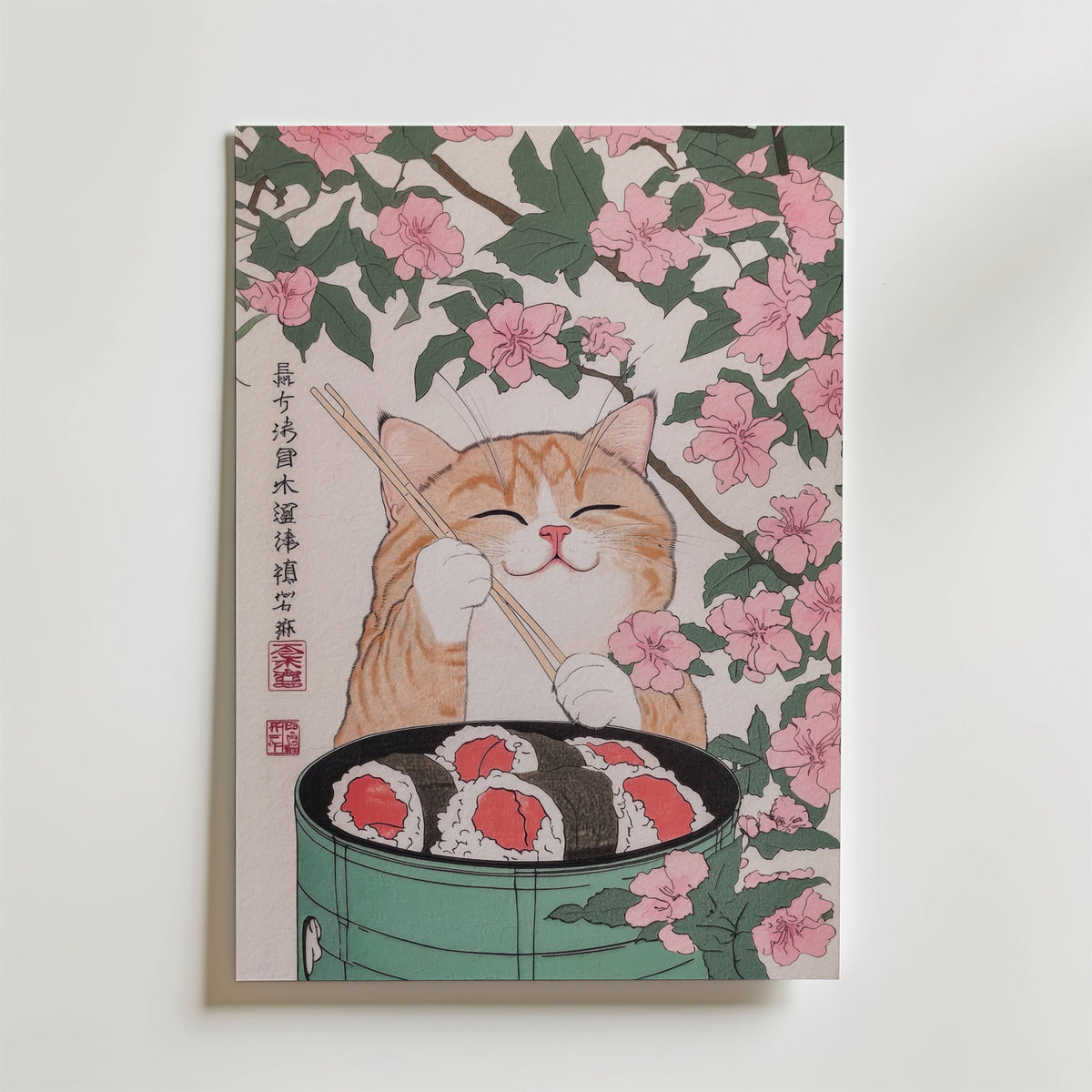 Bundle 2-pack Sakura Sushi Duo visualiserad i interiör – postercollection hos Bozetto