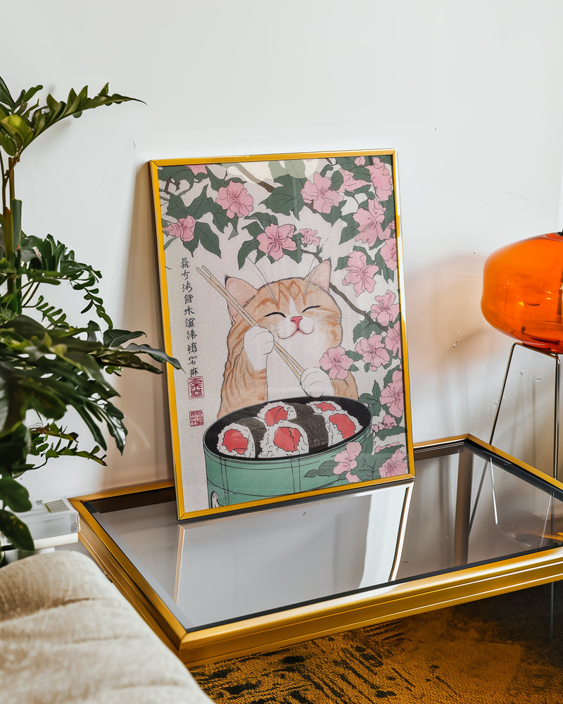 Sakura Sushi Cat Poster