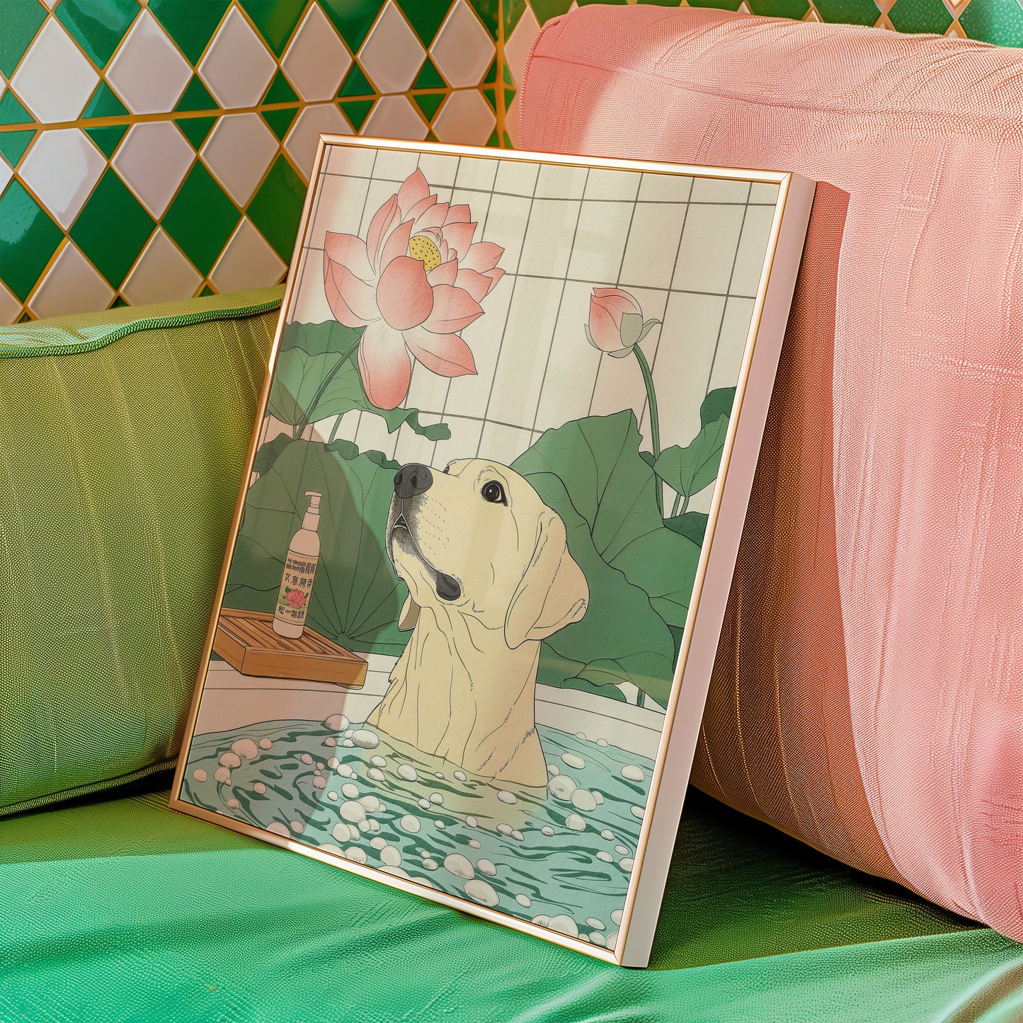 Lotus Bath Dog Poster