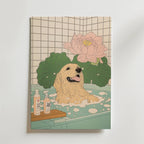 Väggmockup av Lotus Joy Dog affisch på ljus tegelvägg – Bozetto konsttryck i hög tryckkvalitet