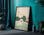 Väggmockup med Peaceful Pup Moment – köp enkelt hos Bozetto affisch i hög kvalitet