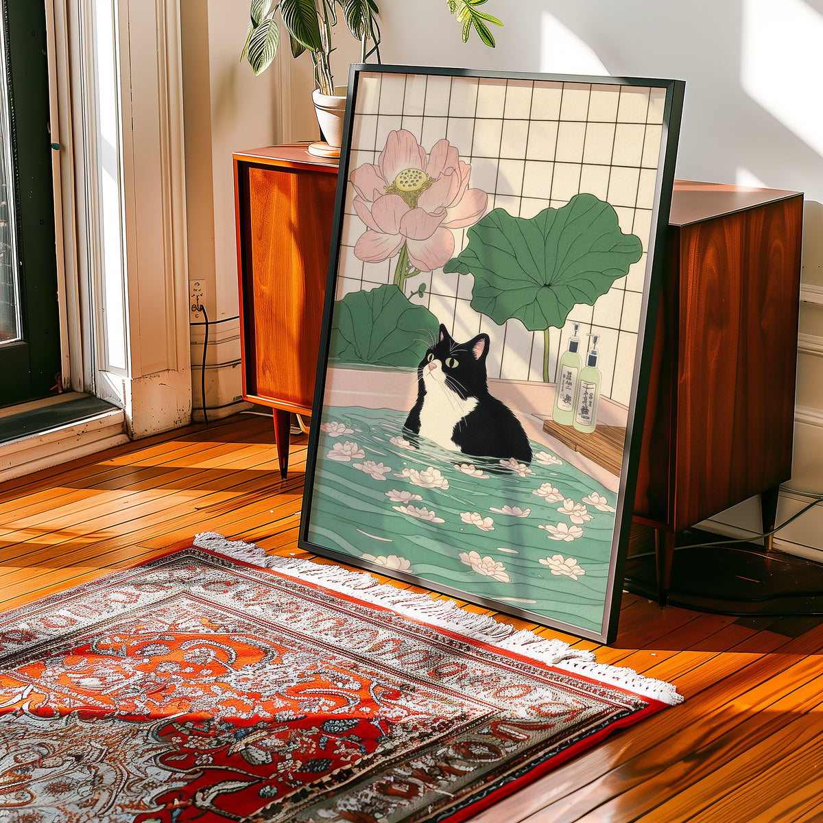 Mockup för Serene Feline – se hur affischen ser ut inramad på din vägg, Bozetto i hög tryckkvalitet