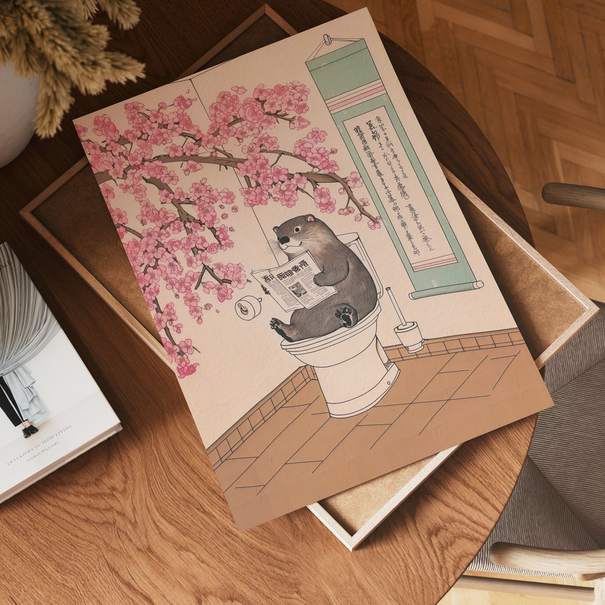 Väggmockup av Quiet Moment In Bloom affisch på ljus vägg – Bozetto konsttryck – nr 4