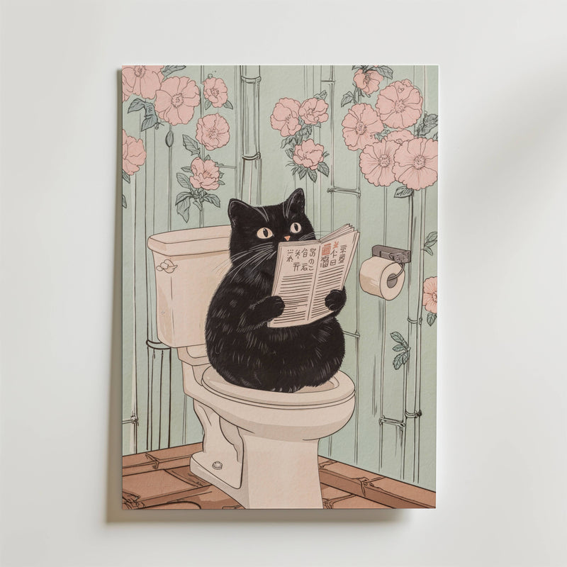 Black Cat Morning Routine Poster
