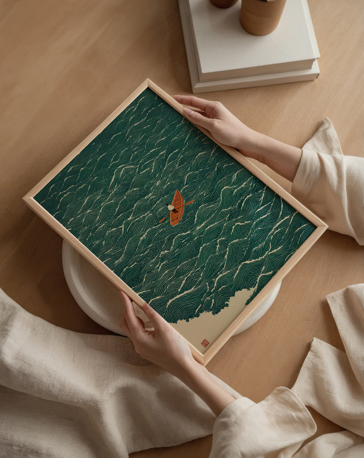 Japandi Boat poster i stilrent hem med modern inredning – köp enkelt hos Bozetto