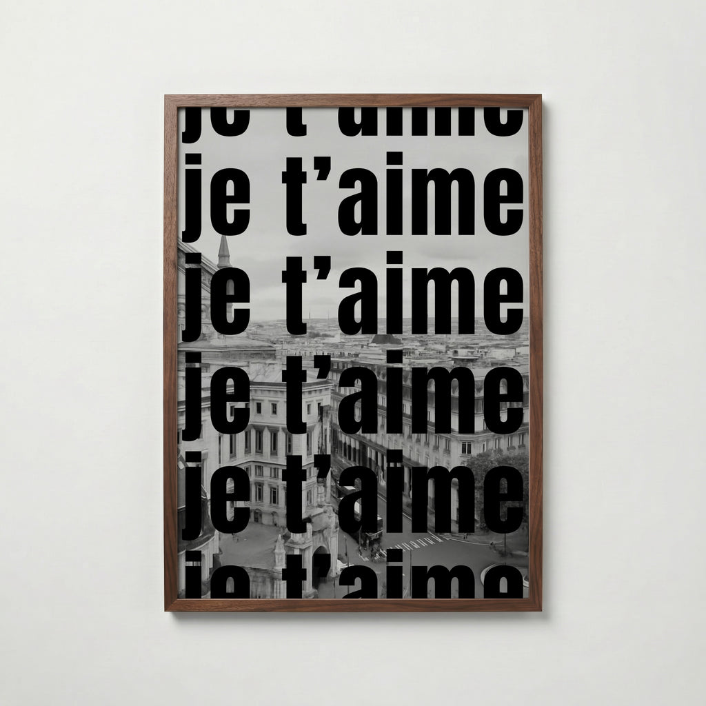 Je T'aime Paris Poster – valnötsram