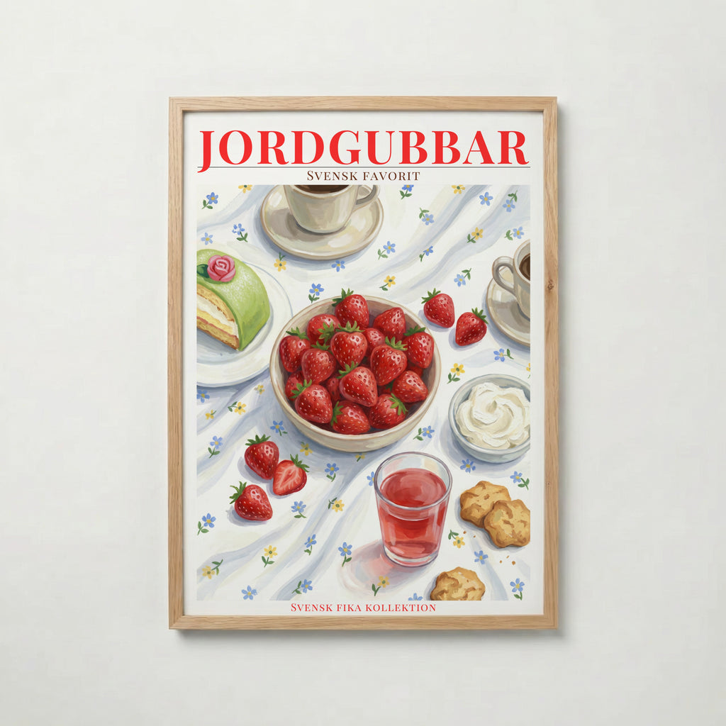 Svenska Jordgubbar poster visad rakt fram – Bozetto affisch i hög tryckkvalitet i hög tryckkvalitet
