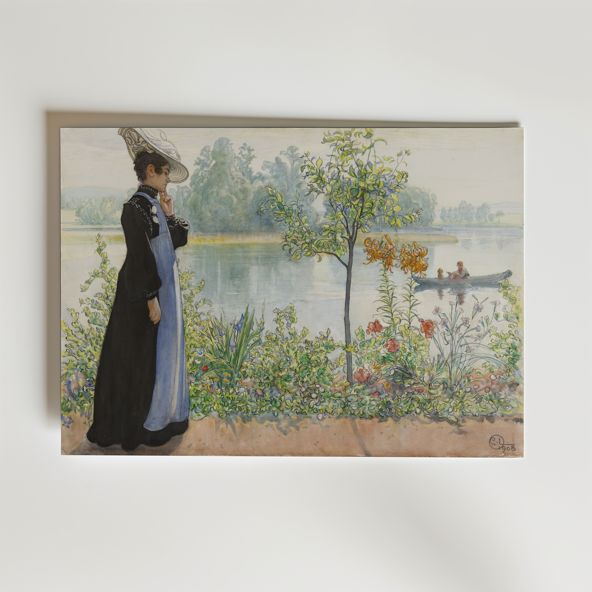 Carl Larsson Karin by the shore affisch på neutral bakgrund – poster från Bozetto