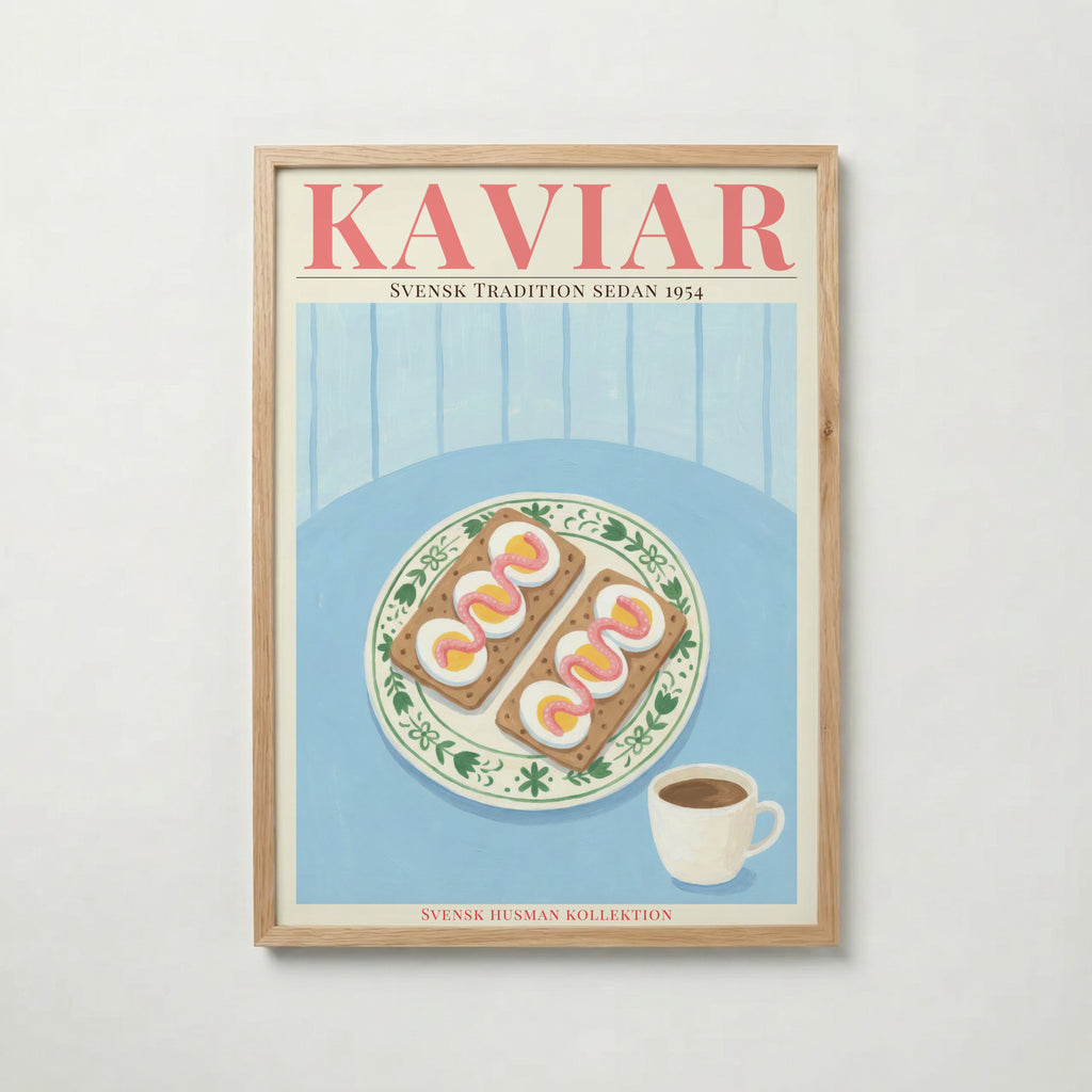Kaviar Knäckebröd och Ägg – affisch med stilfullt motiv från Bozetto i hög kvalitet