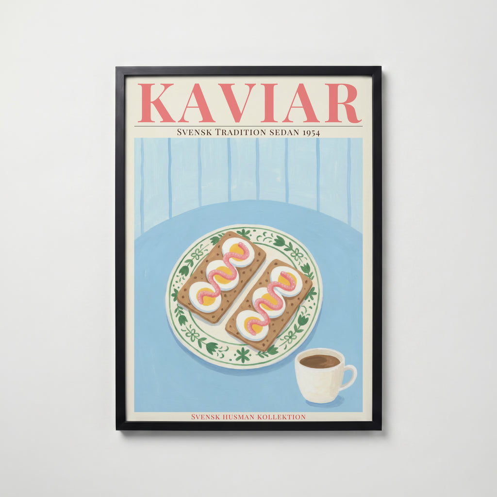Kaviar Knäckebröd och Ägg poster visad rakt fram – Bozetto affisch i hög tryckkvalitet
