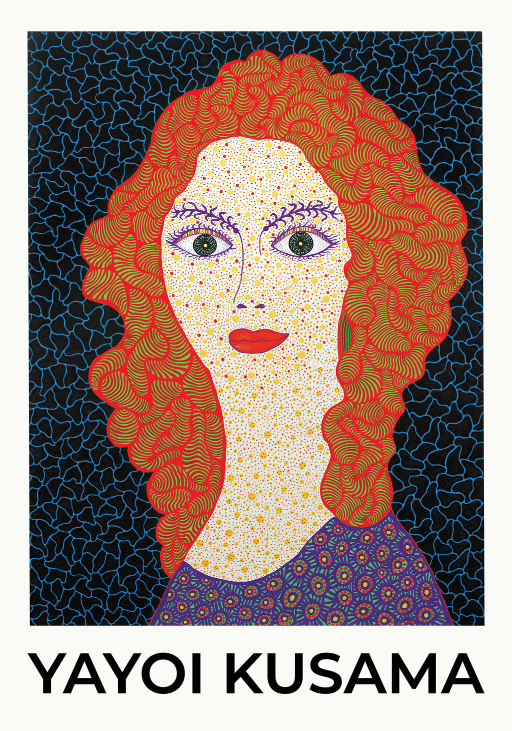 Yayoi Kusama Electric Face poster visad rakt fram – Bozetto affisch i hög tryckkvalitet