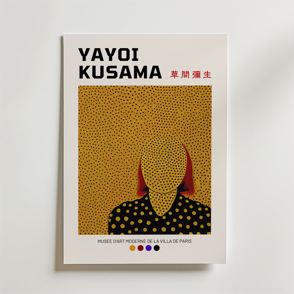 Yayoi Kusama Abstract Face – stilfullt konsttryck från Bozetto, tryckt på matt finpapper