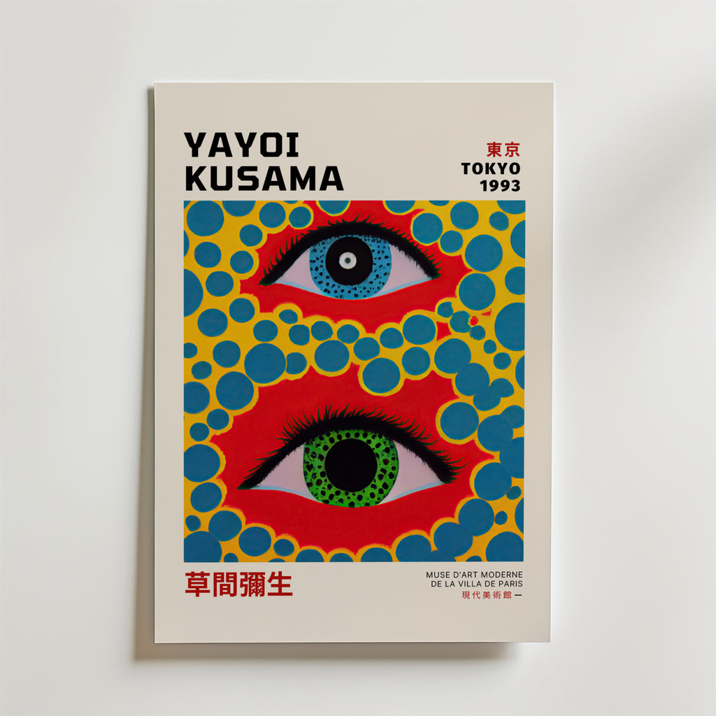 Yayoi Kusama Eye – stilfullt konsttryck från Bozetto, tryckt på matt finpapper i hög tryckkvalitet