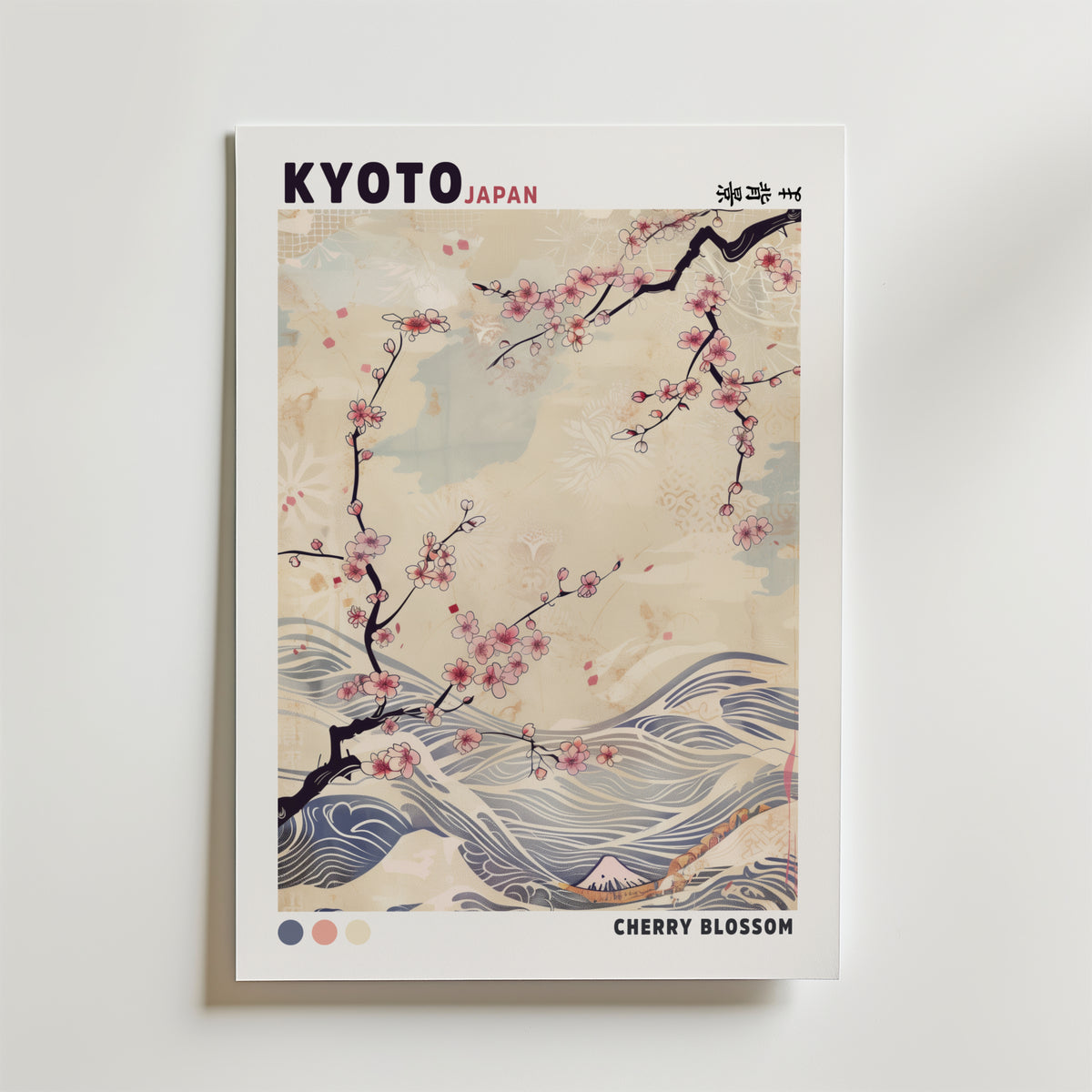 Kyoto Blossom Wave – stilfullt konsttryck från Bozetto, tryckt på matt finpapper