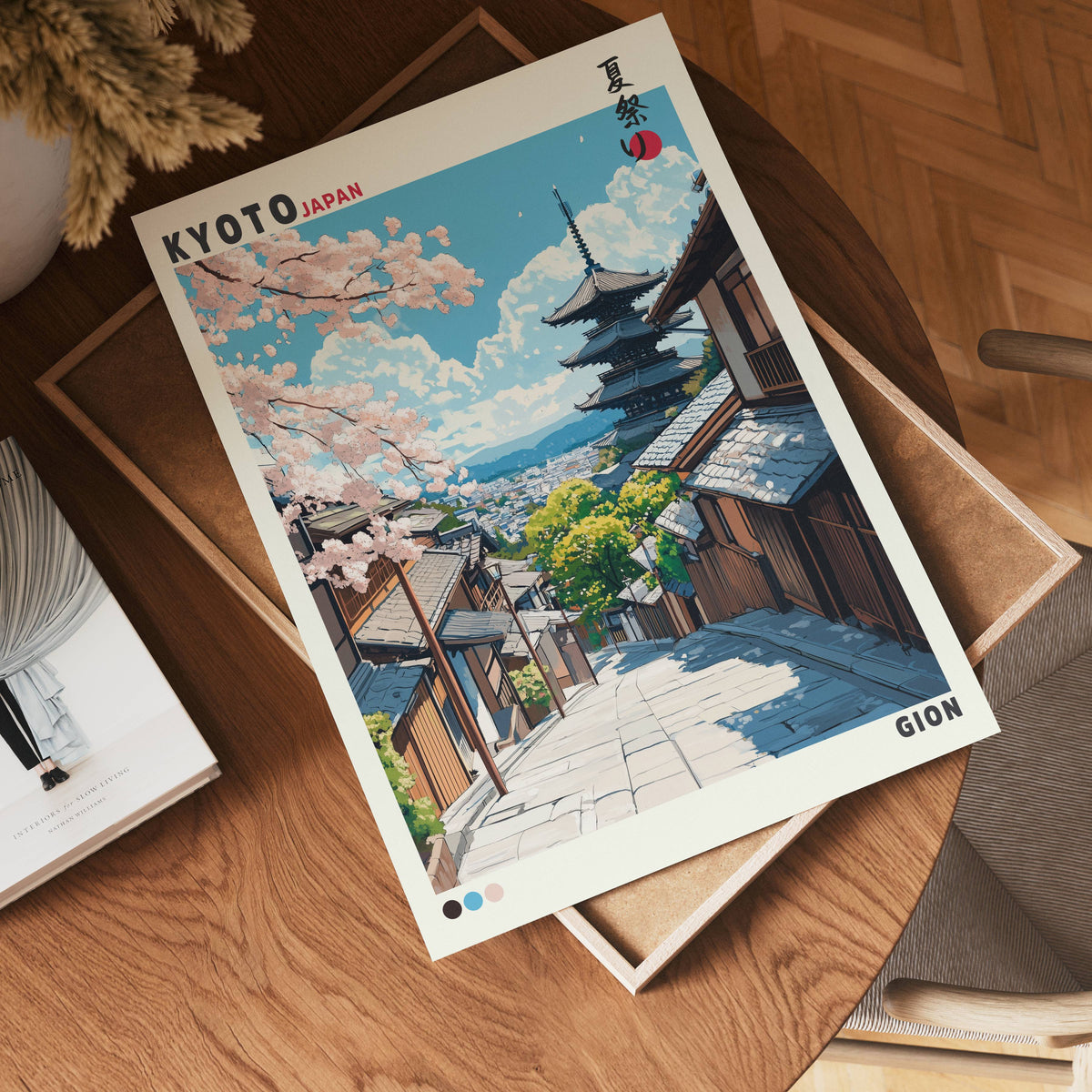 Kyoto Gion poster visad rakt fram – Bozetto affisch i hög tryckkvalitet i hög tryckkvalitet