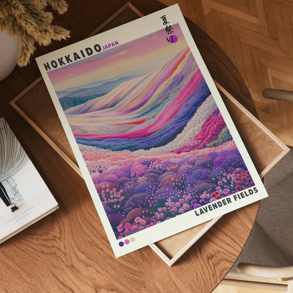 Hokkaido Lavender Fields – affisch med stilfullt motiv från Bozetto i hög kvalitet
