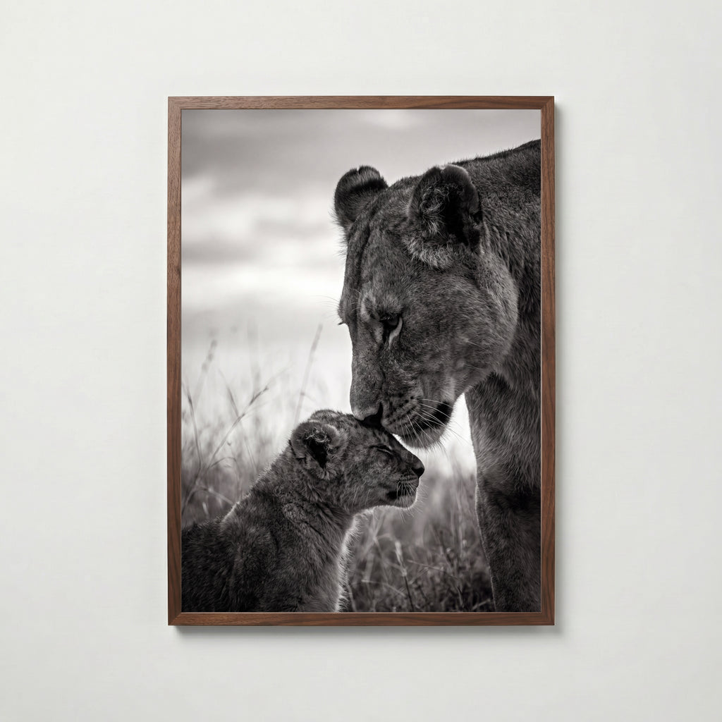Lioness and Cub Poster – valnötsram