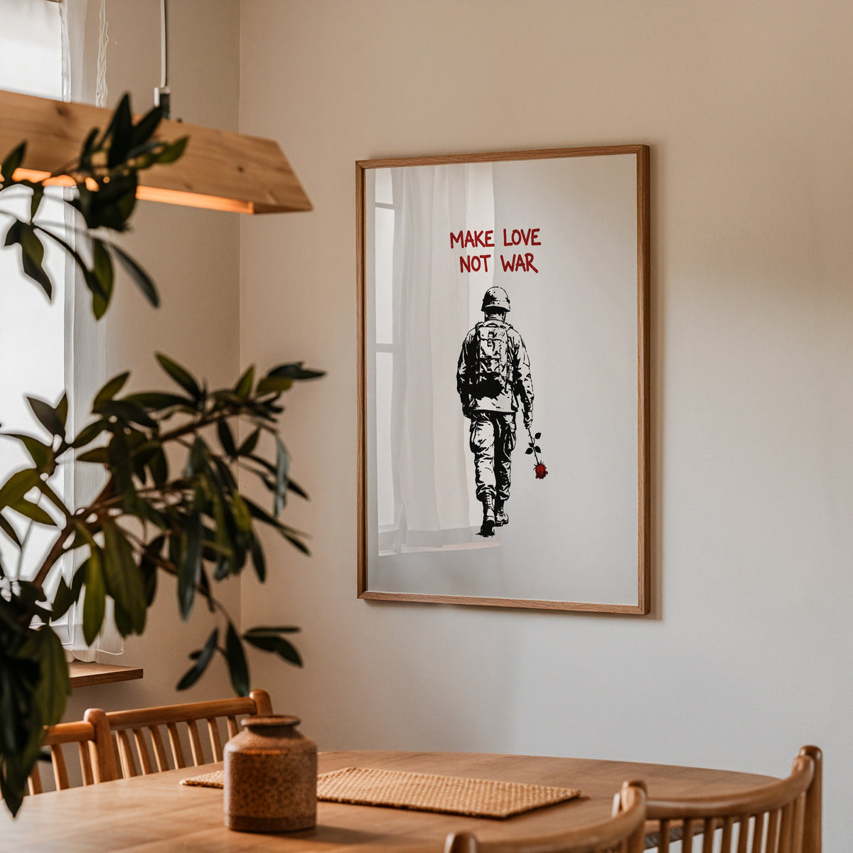 Love Not War Poster som inredningsdetalj