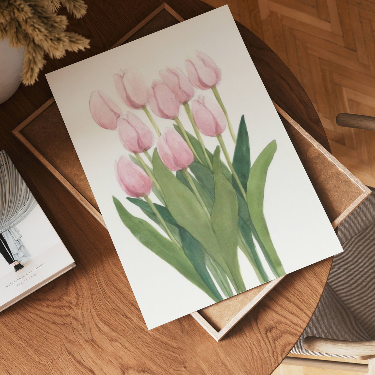 Pink Tulips poster visad rakt fram – Bozetto affisch i hög tryckkvalitet i hög tryckkvalitet