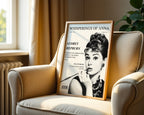 Audrey Hepburn poster visualiserad på vägg – se rätt storlek med mockup från Bozetto