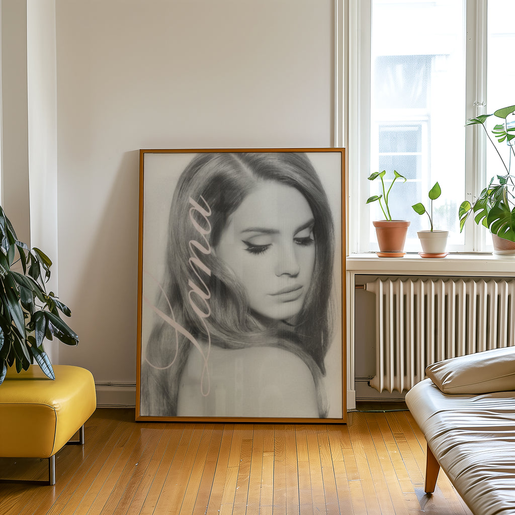 Lana poster visualiserad på vägg – se rätt storlek med mockup från Bozetto i hög tryckkvalitet