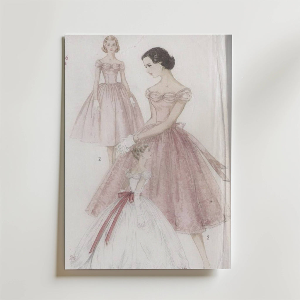 Vintage Dress Sketch – stilfullt konsttryck från Bozetto, tryckt på matt finpapper