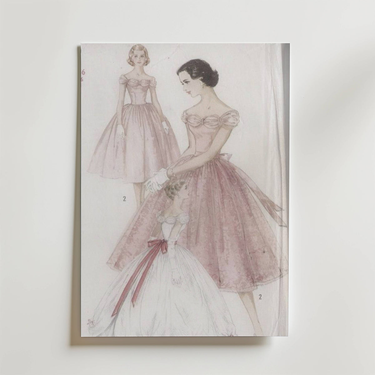 Vintage Dress Sketch – stilfullt konsttryck från Bozetto, tryckt på matt finpapper