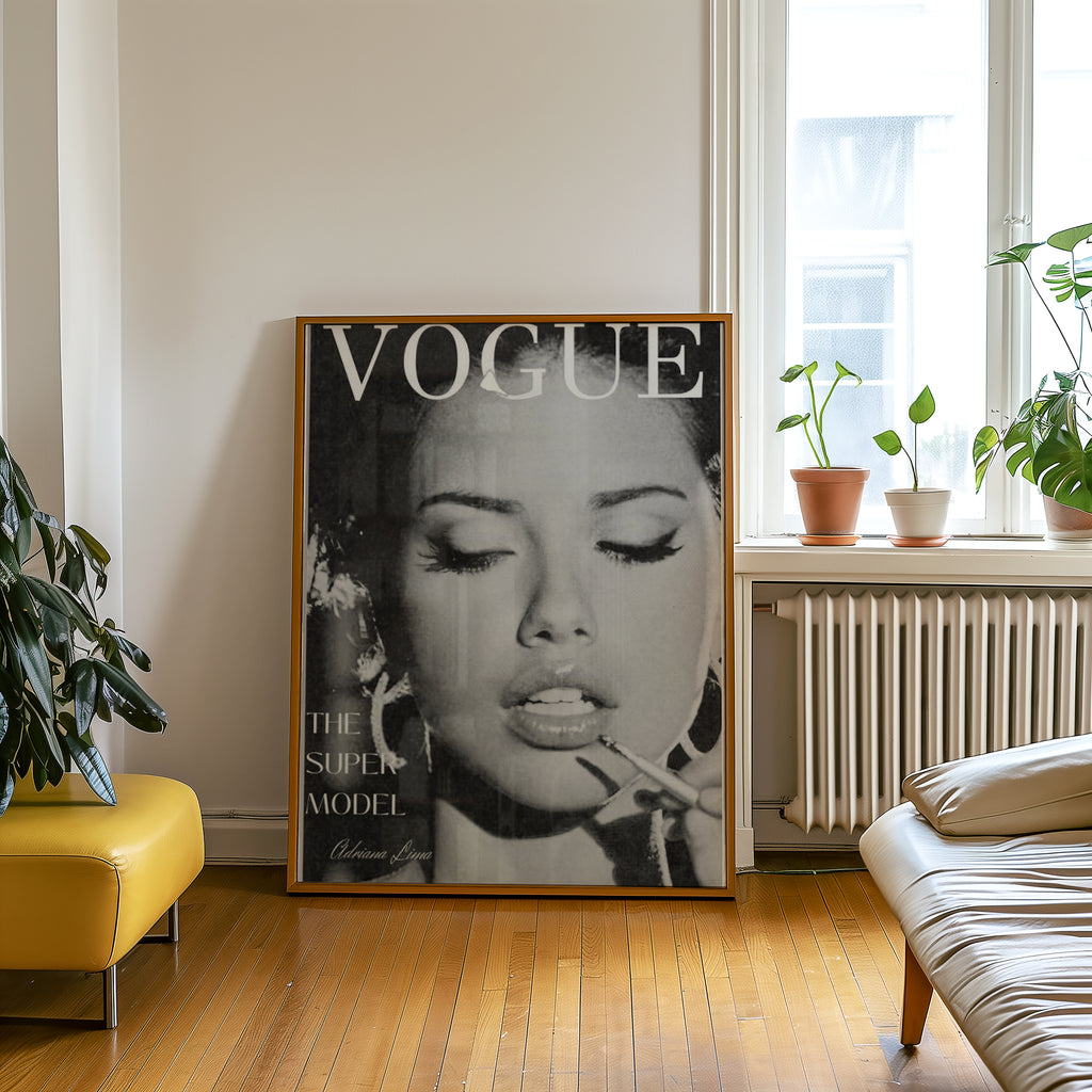 Väggmockup av The Supermodel affisch på ljus tegelvägg – Bozetto konsttryck i hög tryckkvalitet