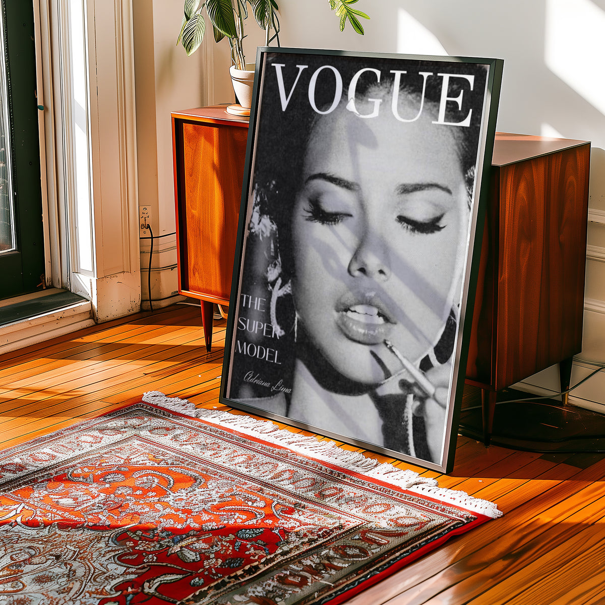 Mockup av The Supermodel affisch på vägg – köp enkelt hos Bozetto i hög kvalitet