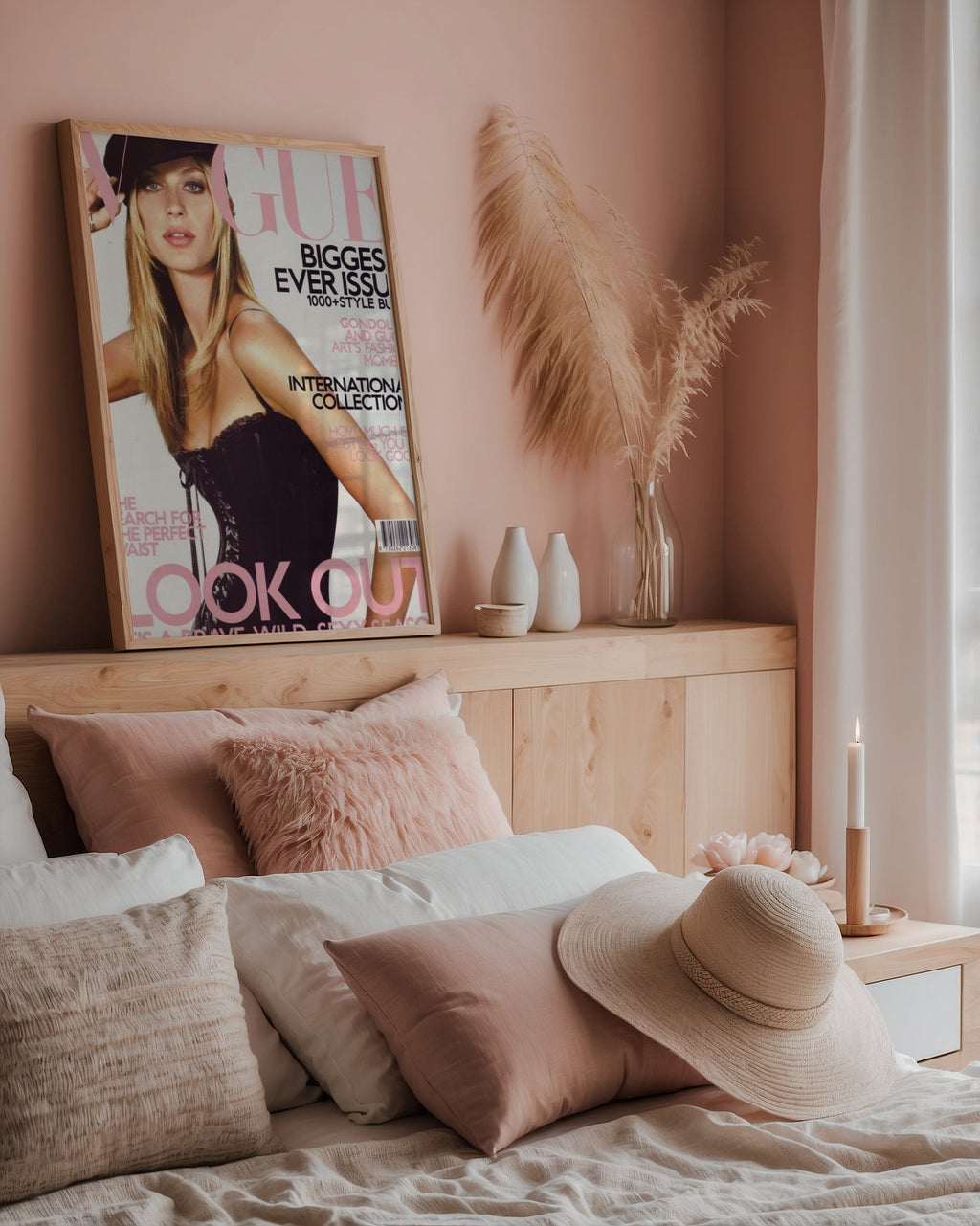 Väggmockup av Vogue Iconic affisch på ljus tegelvägg – Bozetto konsttryck i hög tryckkvalitet