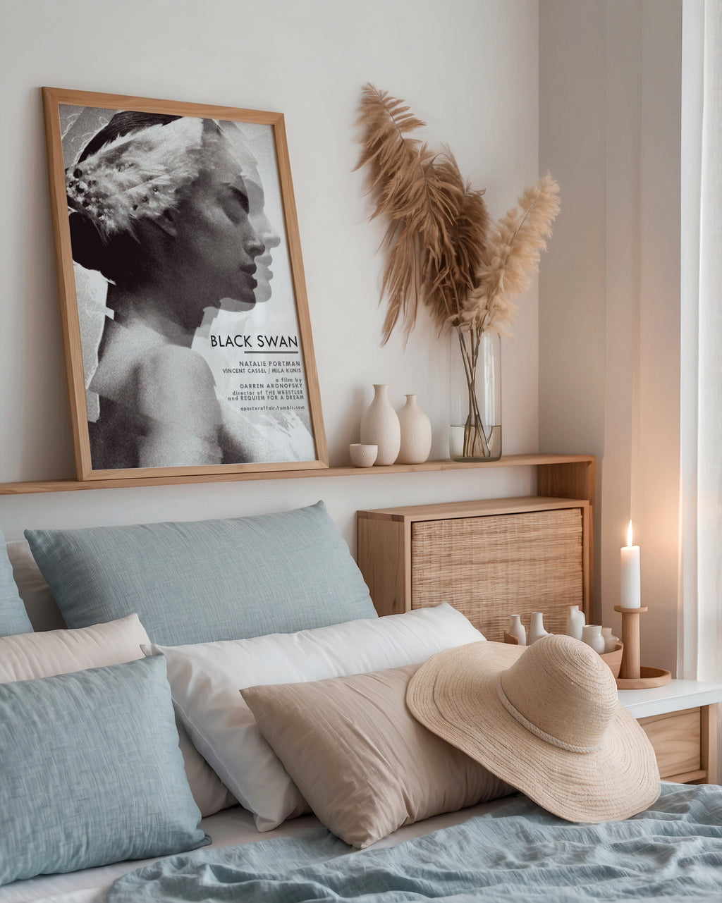 Black Swan poster visualiserad på vägg – se rätt storlek med mockup från Bozetto