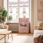 Amore poster visualiserad på vägg – se rätt storlek med mockup från Bozetto i hög tryckkvalitet