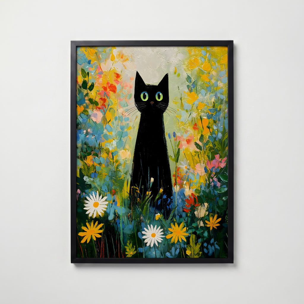Midnight Garden Cat – affisch med snyggt motiv, köp enkelt hos Bozetto i flera storlekar