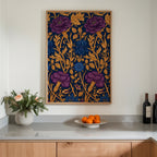 Midnight Peony Poster med valnötsram
