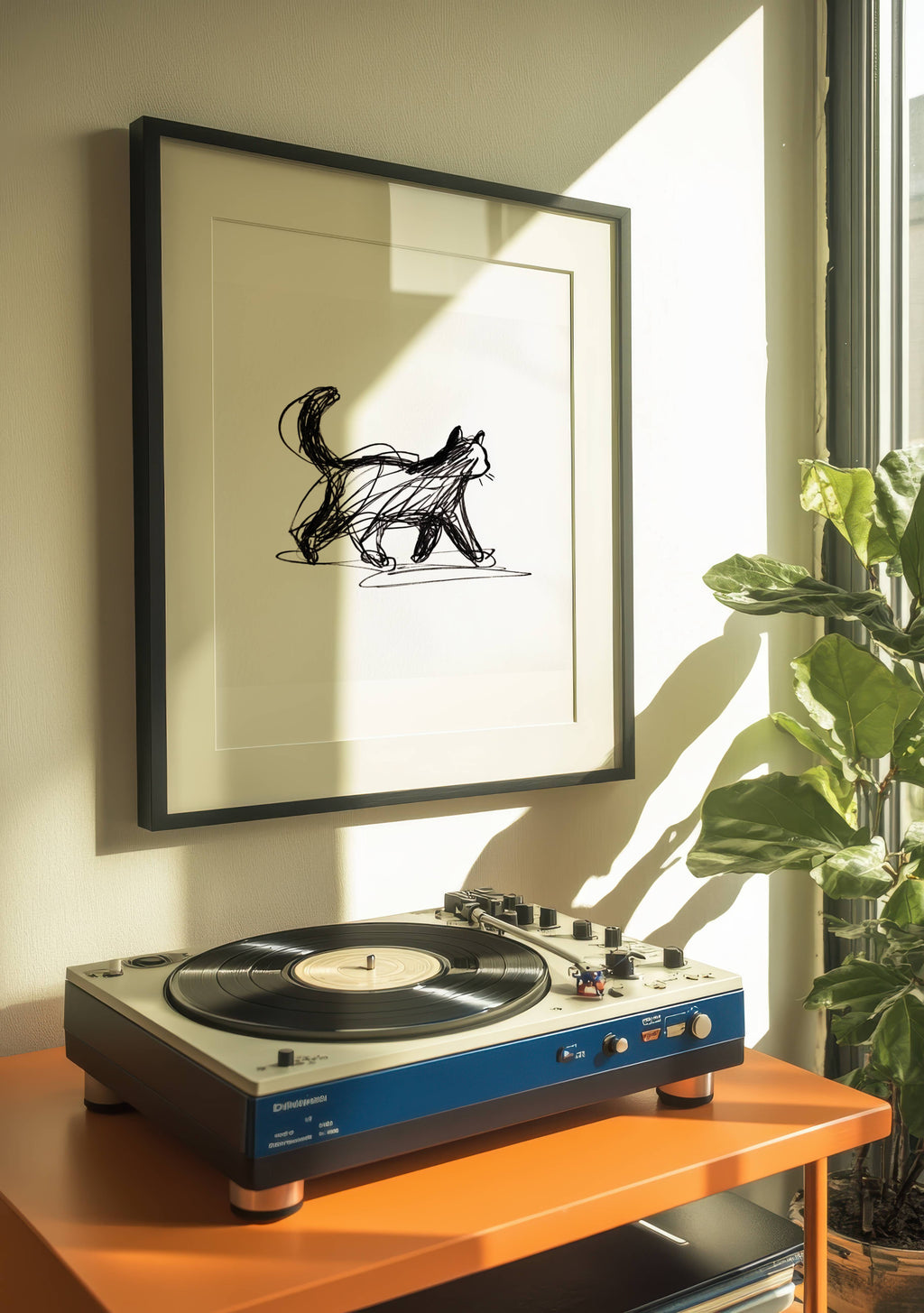 Minimalist Walking Cat – affisch med stilfullt motiv från Bozetto i hög kvalitet