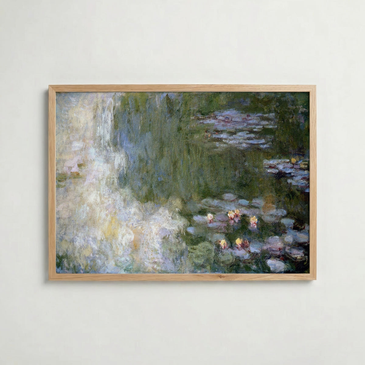 Claude Monet Nymphéas Giverny 1916 affisch i ljus ekram med naturligt träutseende – Bozetto
