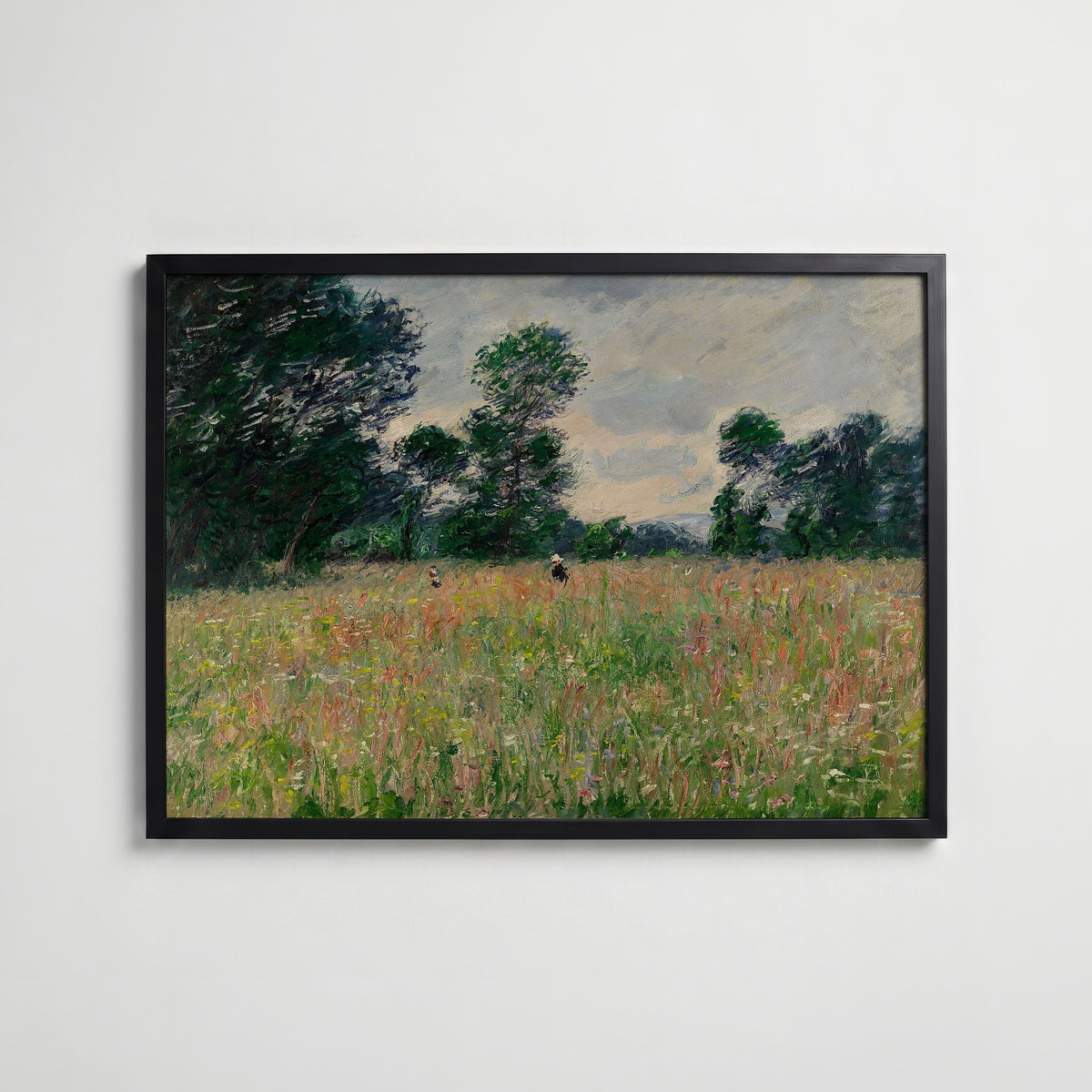 Claude Monet Summer Prairie affisch i modern svart ram – stark kontrast och stil, Bozetto