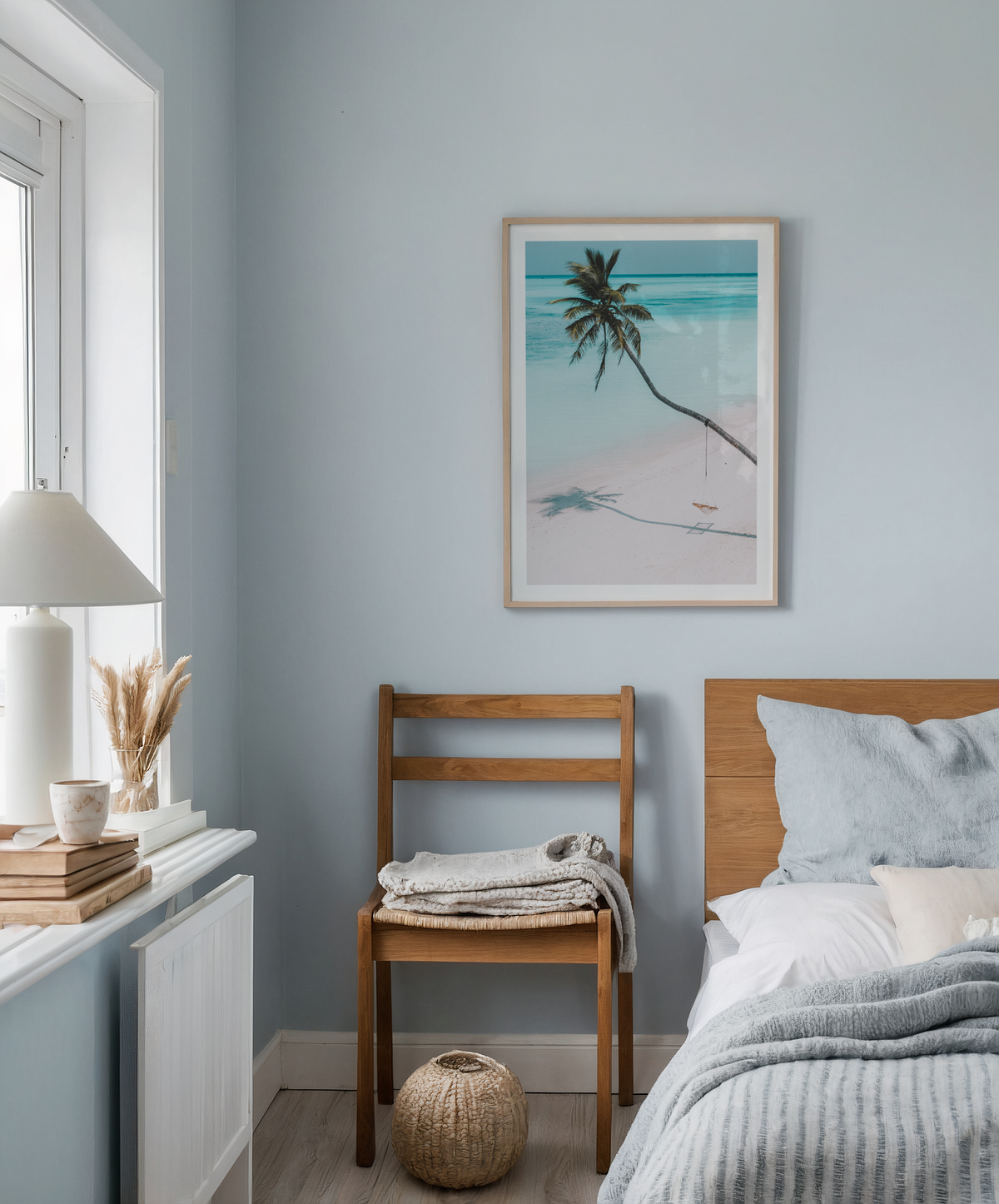 Mockup av Palm Beach Swing affisch på vägg – köp enkelt hos Bozetto i hög kvalitet