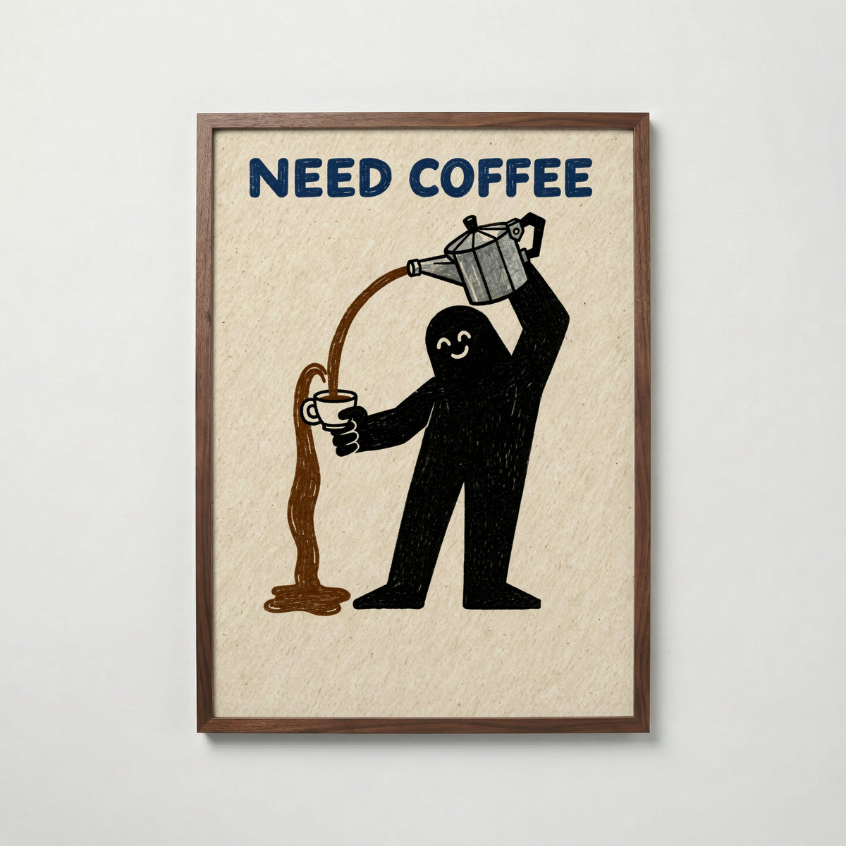Need Coffee Poster i vardagsrumsmiljö