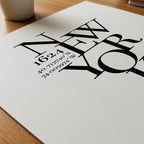New York Coordinates Poster – närbild på papper
