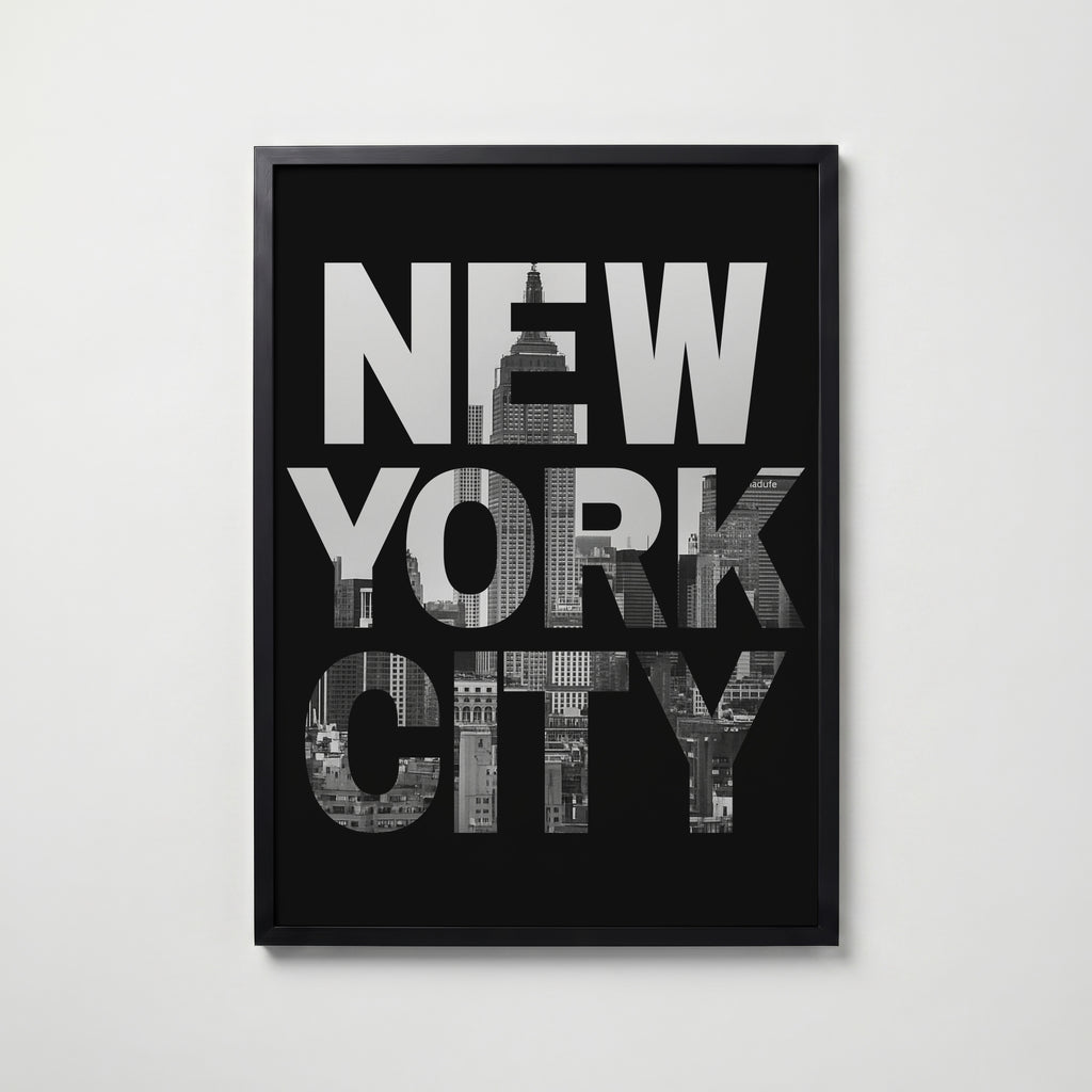 Skyline Cutout Type Poster – svart ram