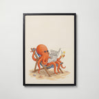 Octopus on Holiday Poster – svart ram