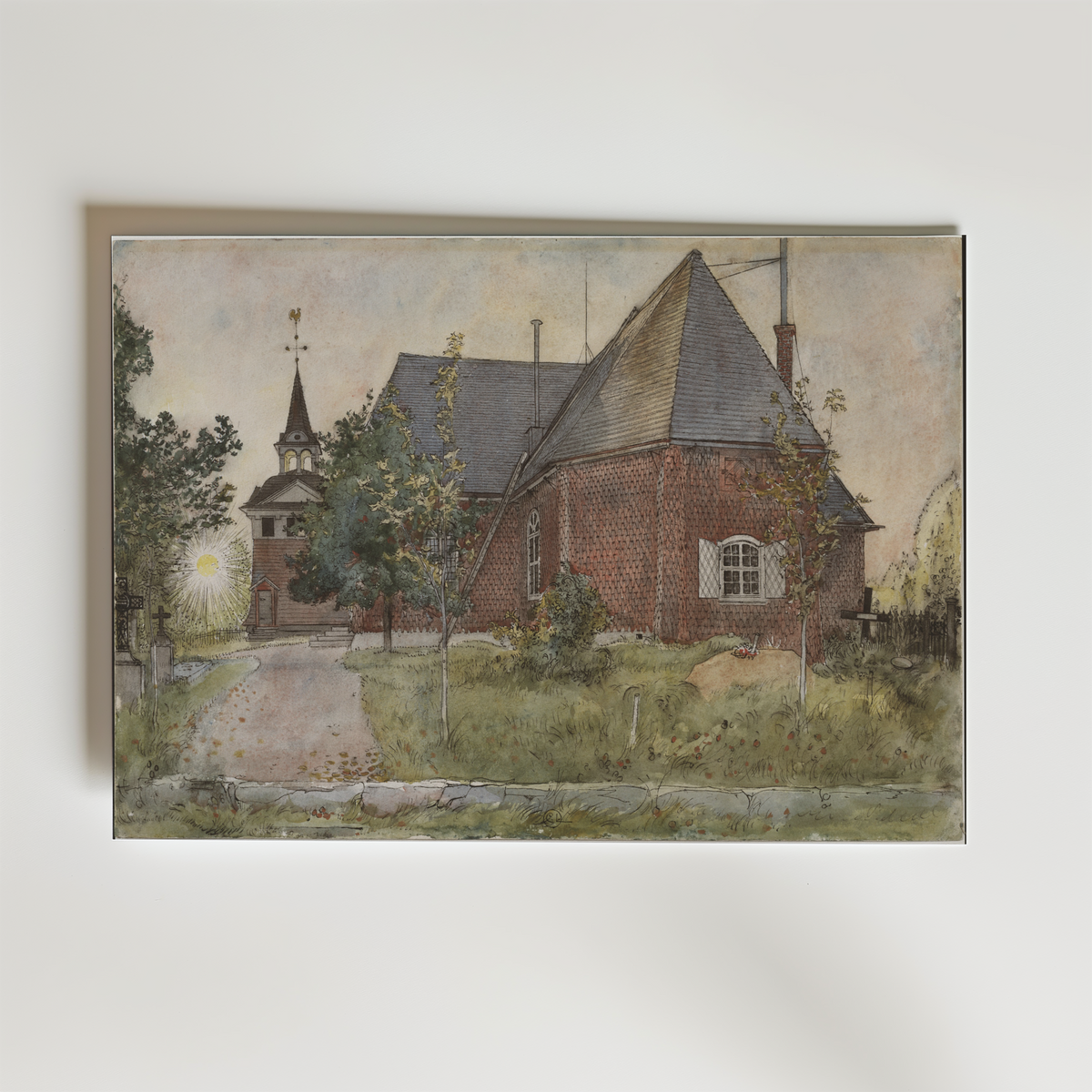 Carl Larsson Old Sundborn Church affisch på neutral bakgrund – poster från Bozetto
