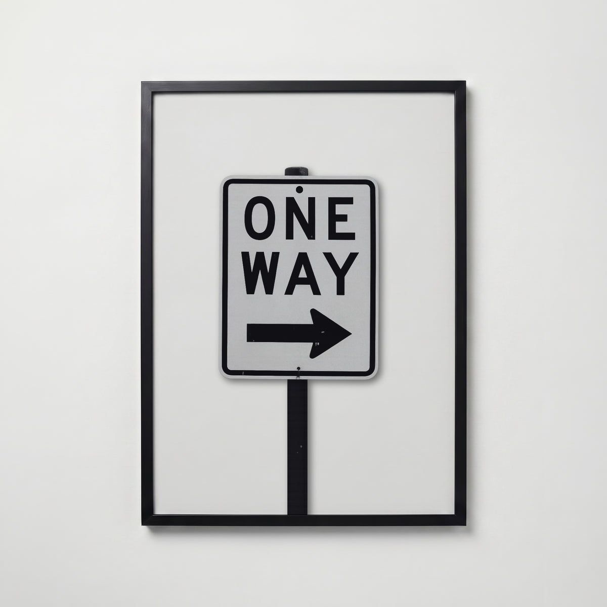 One Way Sign Poster – svart ram