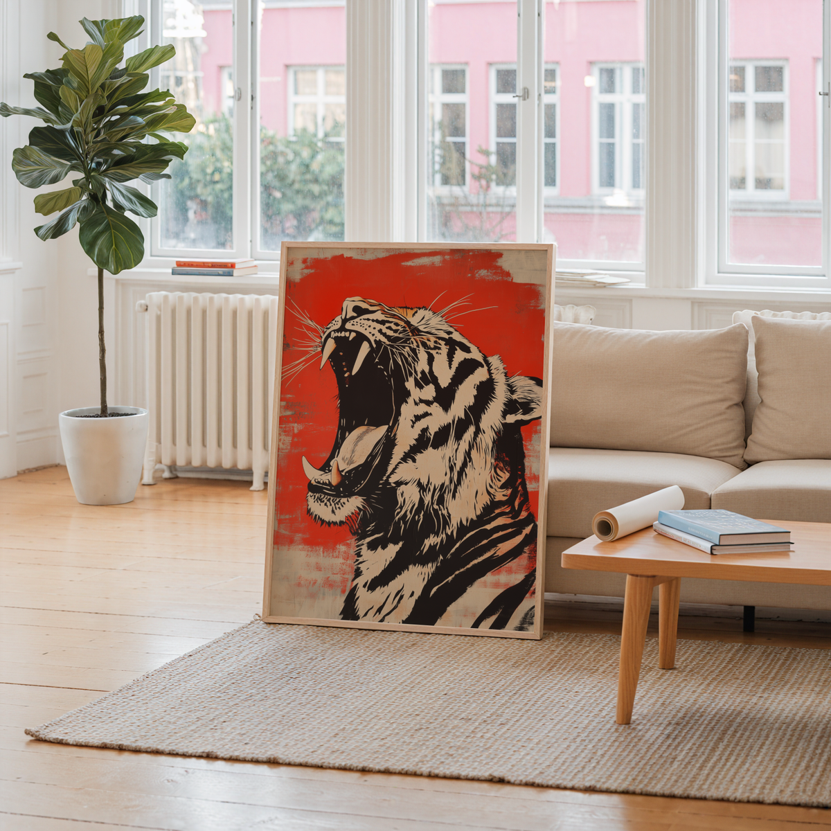 Red and Black Tiger poster visad rakt fram – Bozetto affisch i hög tryckkvalitet