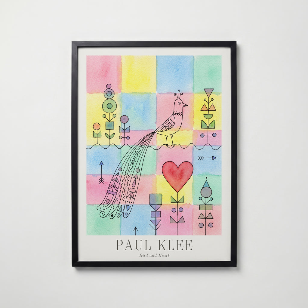 Paul Klee Bird and Heart Poster – svart ram