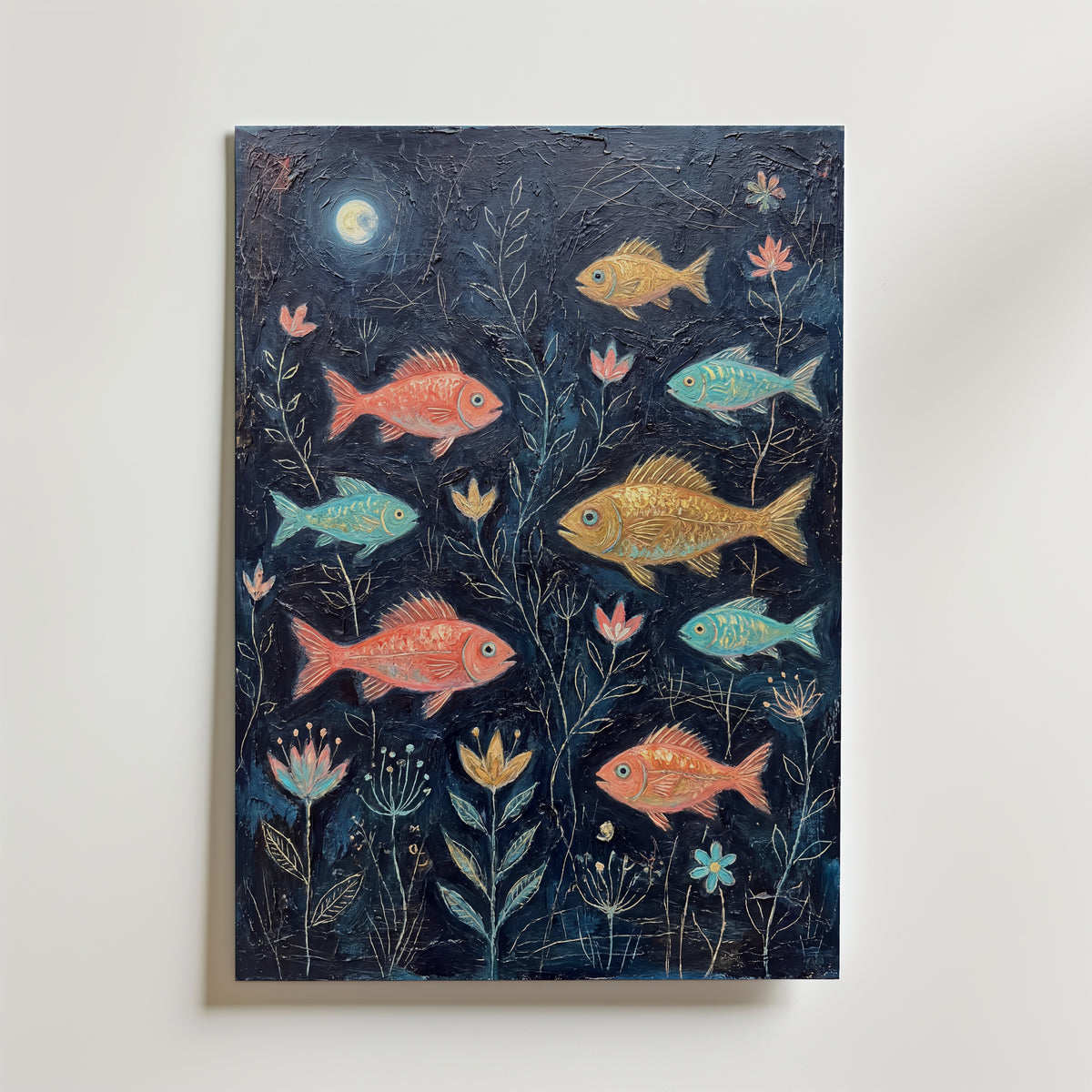 Paul Klee Fish in the Night Garden Poster – canvas utan passepartout